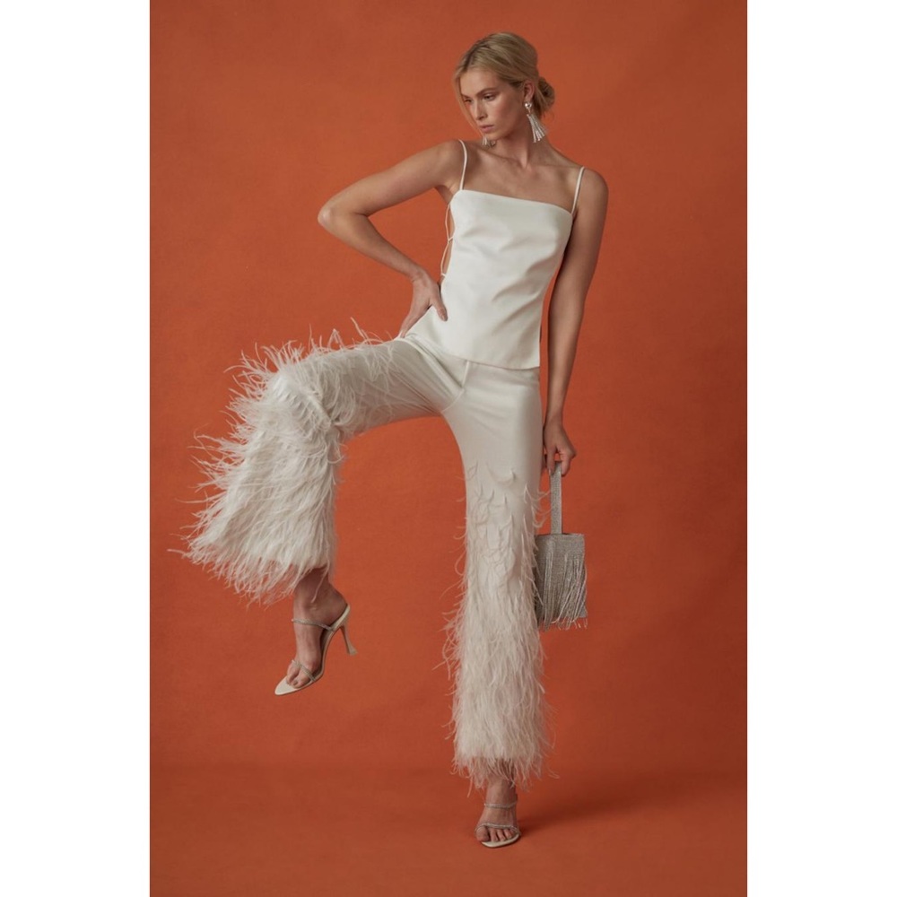 Karis Feather Pants - Off White